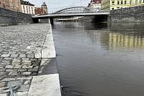 Řeka Morava v Olomouci v pondělí ve 12 hodin, 20. února 2023