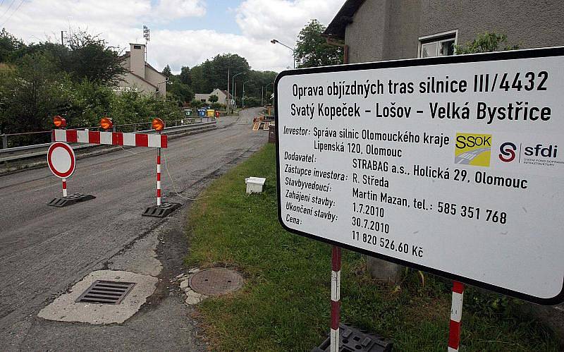 Oprava silnice Svatý Kopeček - Lošov - Velká Bystřice