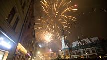 Novoroční ohňostroj na Horním náměstí v olomouci