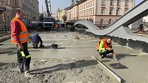 Betonování mostu v Masarykově třídě v Olomouci, 24. února 2021