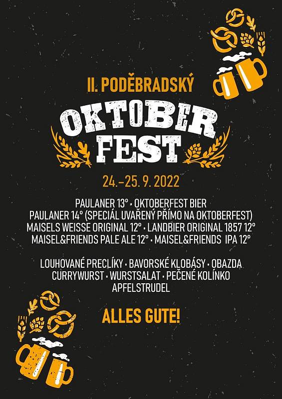 Na Poděbradech se v sobotu a neděli 24. a 25. září uskuteční  druhý ročník Oktoberfestu.