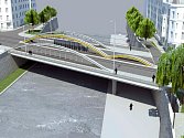 Součástí protipovodňových úprav v centru Olomouce je i přestavba mostu v Masarykově ulici. Na vizualizaci jeho chystaná podoba