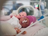 Lékaři už dokáží zachránit i děti, narozené ve 24. týdnu těhotenství. Na snímku je novorozenec, který přišel na svět v necelém 27. týdnu. Výzkumníci tvrdí, že takovým dětem zvýší šance na přežití přestřižení pupečníku alespoň minutu po porodu.