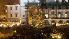 Slavnostní rozsvícení vánočního stromu v Olomouci