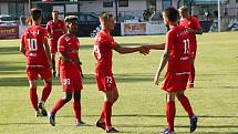 Fotbalisté HFK Olomouc (v bílém) prohráli v 1. kole MOL Cupu se Zbrojovkou Brno 0:3.