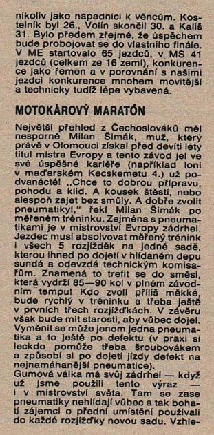 Svět motorů informuje o MS a ME motokár v Olomouci v roce 1989. 2. část
