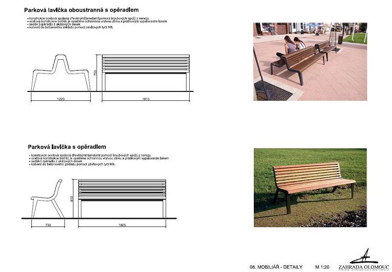 Studie úprav Kosinovy ulice v Olomouci - mobiliář
