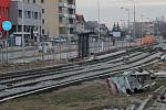 Stavba tramvajové trati ve Schweitzerově ulici v Olomouci, 27. prosince 2021