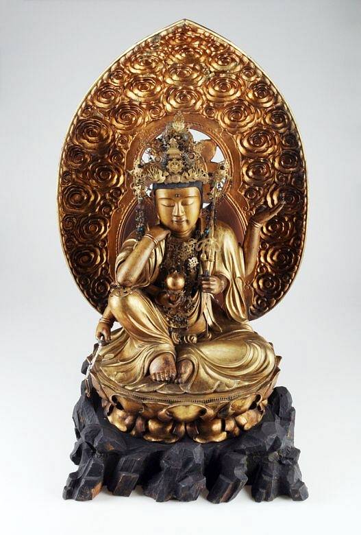 Bódhisattva milosrdenství Kannon, Japonsko, 18. století, (detail)