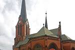 Červený kostel v Olomouci. Původně chrám něměcké evangelické církve, nyní sklad knih 