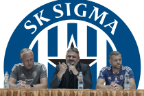 Předsezonní tisková konference Sigmy. Zleva Václav Jílek, Ladislav Minář a Radim Breite.