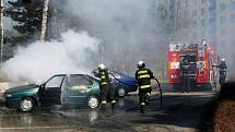 Požár seatu v Pionýrské ulici v Olomouci