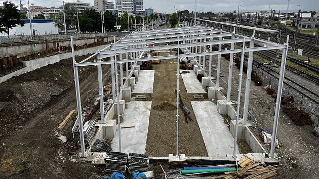 Stavba nové haly pro tramvaje v Olomouci, 11. července 2022