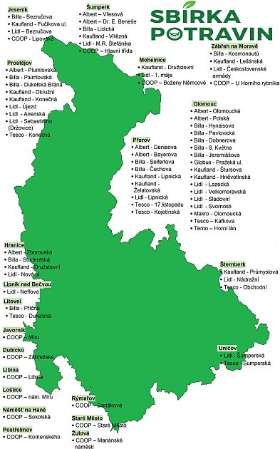 Jarní sbírka potravin proběhne v sobotu od 8 do 18 hodin v 73 kamenných prodejnách v Olomouckém kraji.