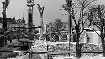 Vypálená a rozbořená olomoucká synagoga