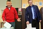 Kandidáti na senátora volí ve druhém kole: Milan Brázdil (vlevo) na ZŠ Stupkova v Olomouci, Lumír Kantor (vpravo) na ZŠ Helsinská v Olomouci