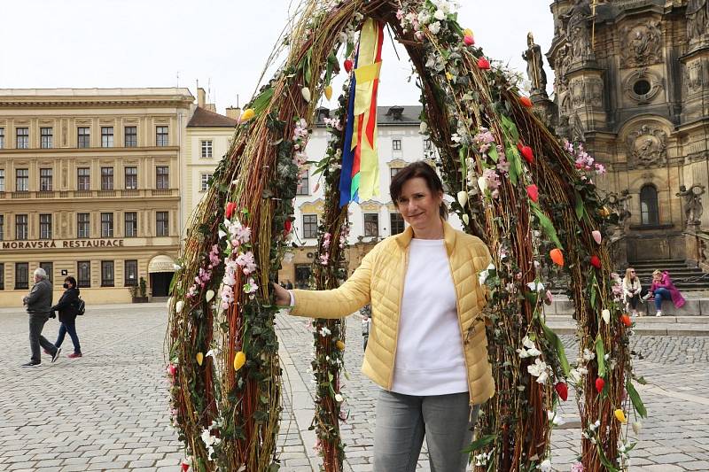 Velikonoční výzdoba na Horním náměstí v Olomouci, březen 2021