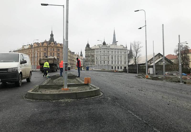 Práce na novém mostu u Bristolu v Olomouci, 9. prosince 2019