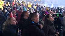 Vítání nového roku 2014 na olomouckém Horním náměstí