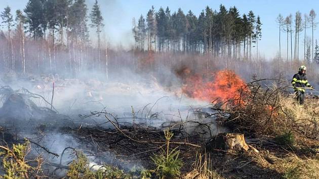 Hasiči v Olomouckém kraji v sobotu zasahovali u desítek požárů v přírodě.