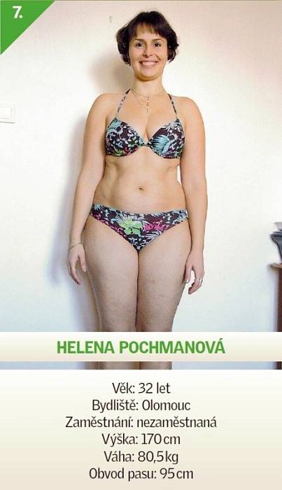 7 / Helena Pochmanová - Věk: 32 let - Bydliště: Olomouc - Zaměstnání: nezaměstnaná - Výška: 170 cm - Váha: 80,5 kg - Obvod pasu: 95 cm