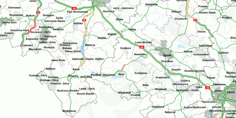 Aktuální polská dálniční síť