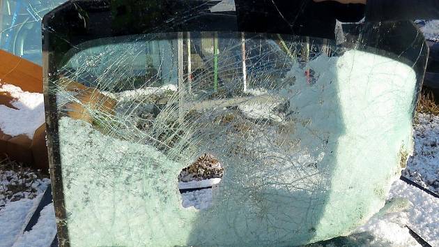Čelní sklo řidiči prorazila větev, naštěstí jel sám.Foto: archiv PČR