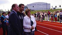 Roman Šebrle během slavnostního otevření stadionu v Lanškrouně