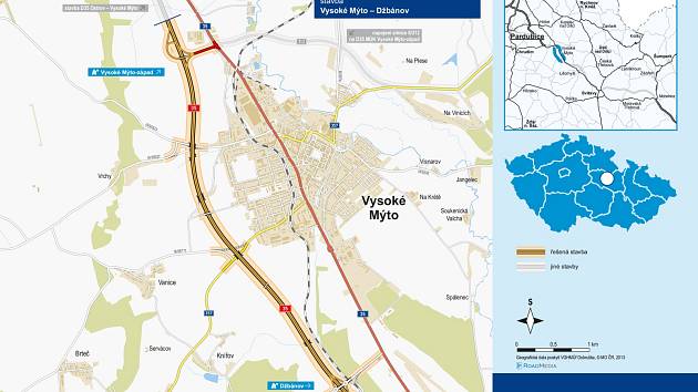 Mapa úseku. Infoleták ke stavbě dálnice D35, listopad 2023