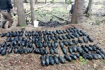 Nález velkého množství dělostřeleckých min