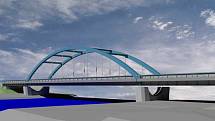 Stávající most přes Labe není možné rozšířit, proto musí být nahrazen novým mostem s obloukovou konstrukcí. Foto: Skanska