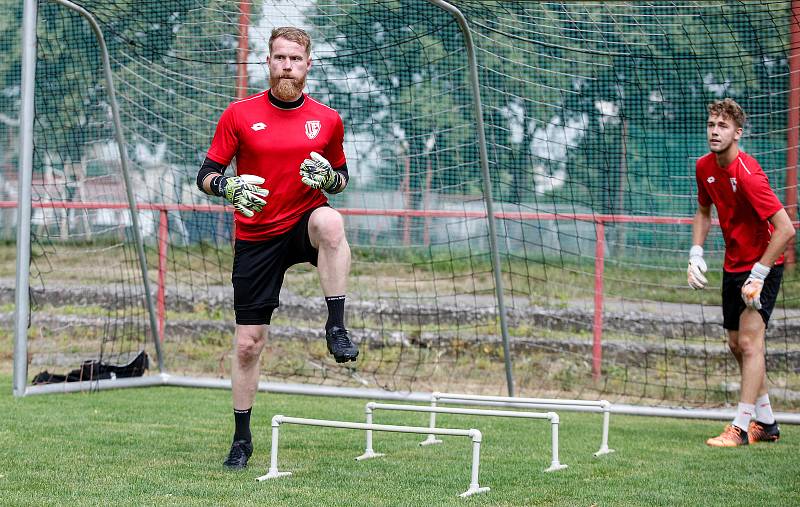 První trénink prvoligového klubu FK Pardubice na hřišti Pod vinicí v Pardubicích.