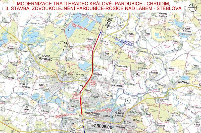 Začala stavba, která zajistí zdvoukolejnění úseku mezi Pardubicemi a Stéblovou. Modernizaci trati mimo jiné velmi přivítají obyvatelé Stéblové, kde vyroste nová vlaková zastávka Stéblová obec. Foto: Skanska