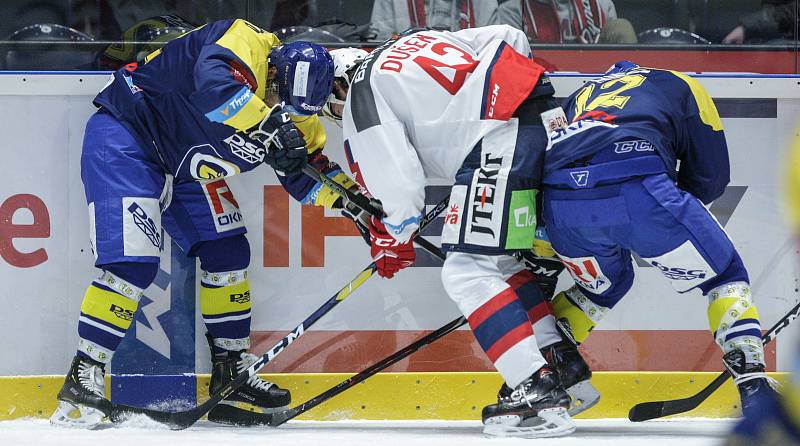 Hokejová extraliga: HC Dynamo Pardubice - PSG Berani Zlín.