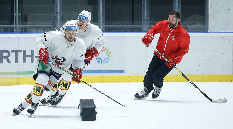 První trénink hráčů HC Dynamo na ledě v pardubické enteria areně.