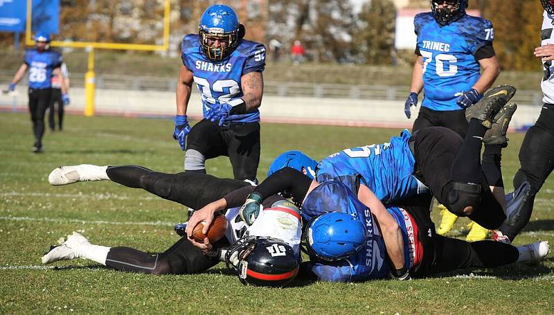 Ve finále druhé ligy se střetli Stallions Pardubice (v bílém) s Třincem Sharks.