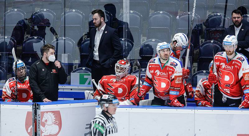 Čtvrtfinále play off hokejové extraligy: HC Dynamo Pardubice - BK Mladá Boleslav.