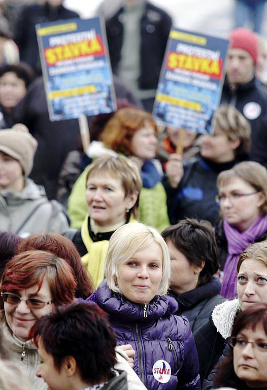 Na středeční stávku se sešlo kolem 250 demonstrujících.