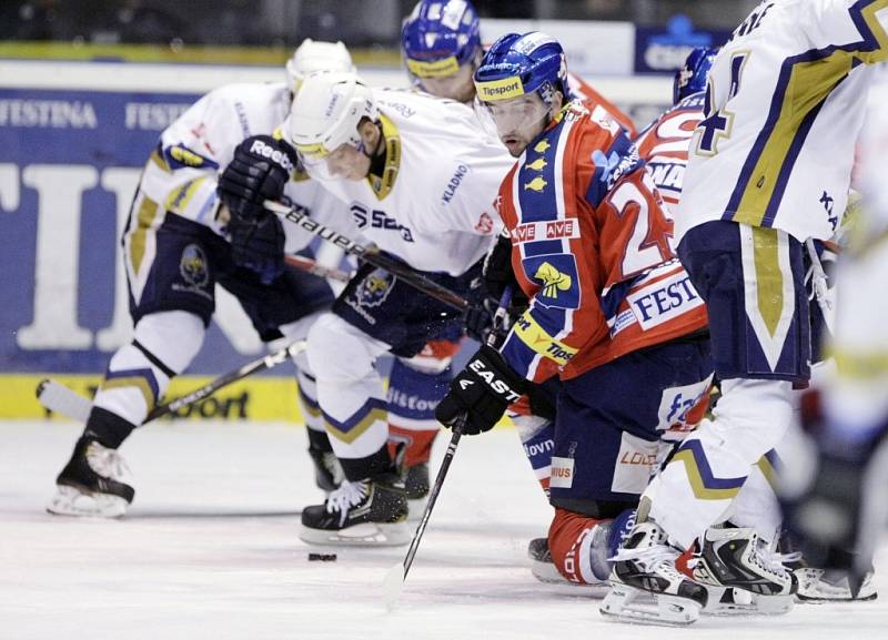 Ze 3. utkání předkola play off: Pardubice - Kladno 3:1.