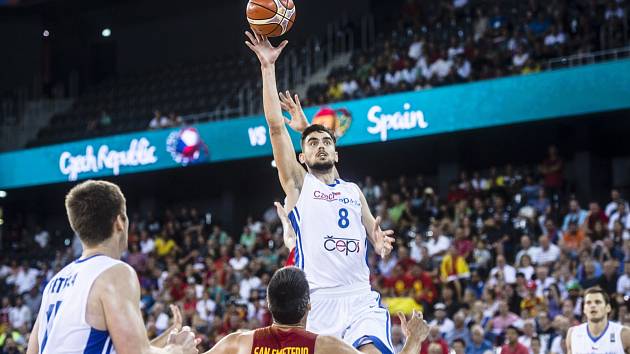 Z basketbalového duelu Česko - Španělsko na ME  2017.