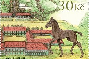 Příležitostný aršík a čtyři poštovní známky „Krajiny pro chov a výcvik ceremoniálních kočárových koní v Kladrubech nad Labem“