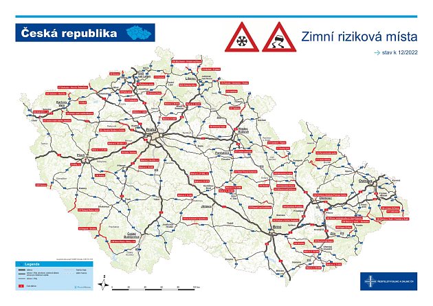 Zimní riziková místa na silnicích I. tříd - Česko