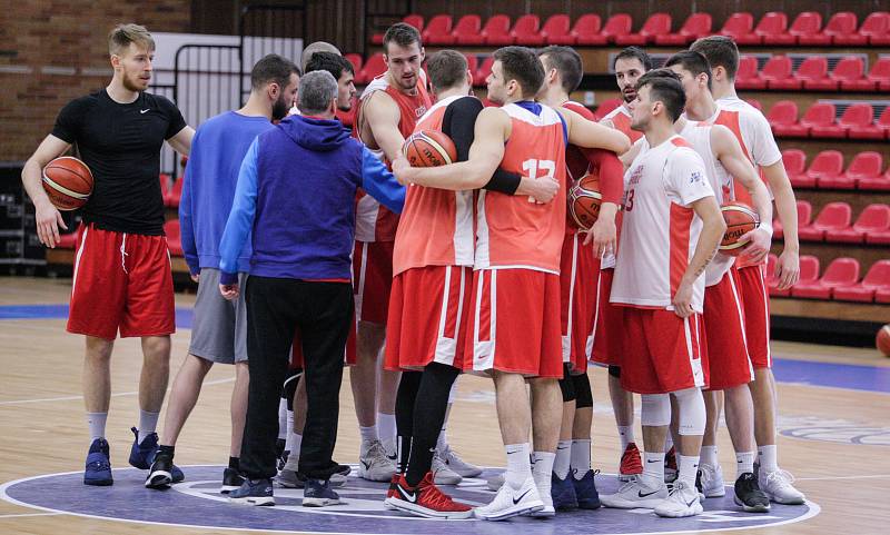 Trénink České basketbalové reprezentace na MS basketbalistů 2019 ve Sportovním centru Nymburk.