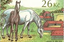 Příležitostný aršík a čtyři poštovní známky "Krajiny pro chov a výcvik ceremoniálních kočárových koní v Kladrubech nad Labem"