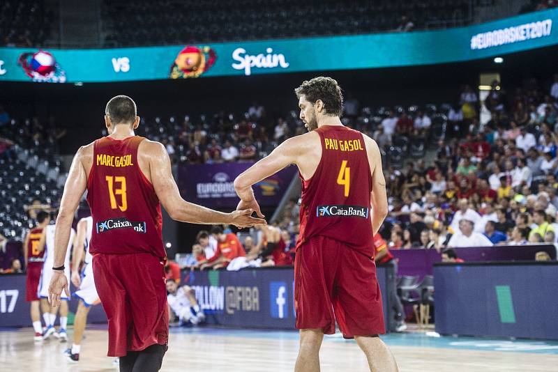 Z basketbalového duelu Česko - Španělsko na ME  2017.