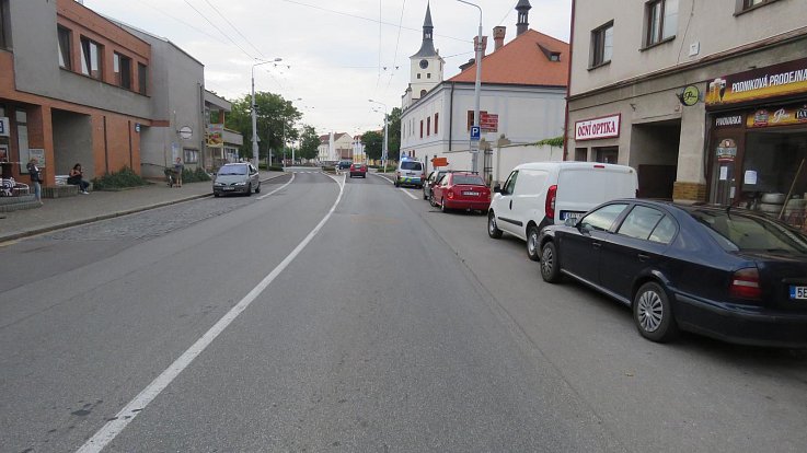 Místo dopravní nehody v Lázních Bohdaneč.