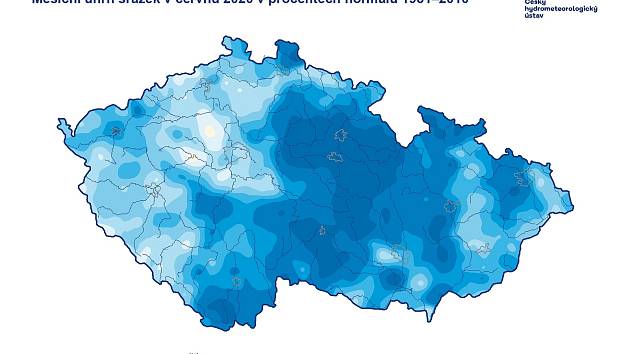 Nejvyšší úhrny srážek byly v červnu v Pardubickém kraji, lokálně pak rovněž v Jeseníkách, Jizerských horách a Beskydech.