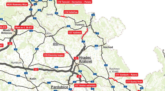 Zimní riziková místa na silnicích I. tříd - Královéhradecký kraj