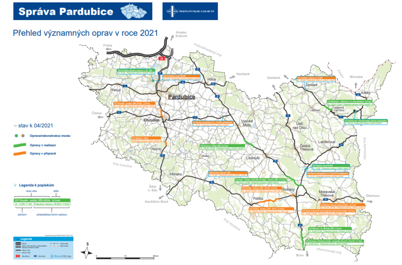 Celý kraj. Plán oprav silnic I. tříd v Pardubickém kraji