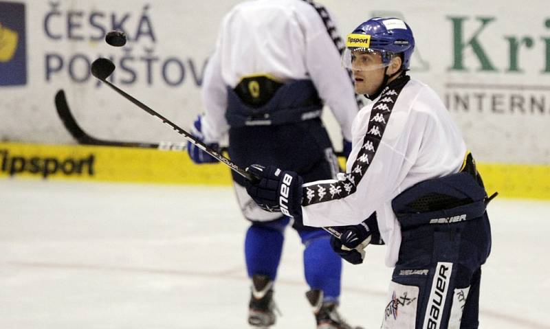 Trénink hokejistů před play off